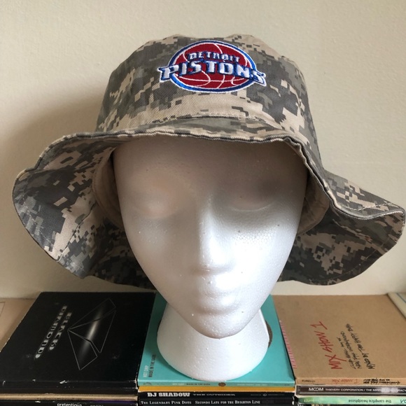 Rare Detroit Pistons Army Camo Bucket Hat - Picture 2 of 8